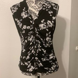 White House Black Market Floral Ruched Tank
